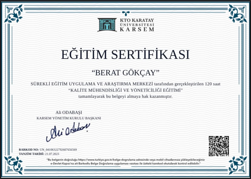Eğitim Sertifikası